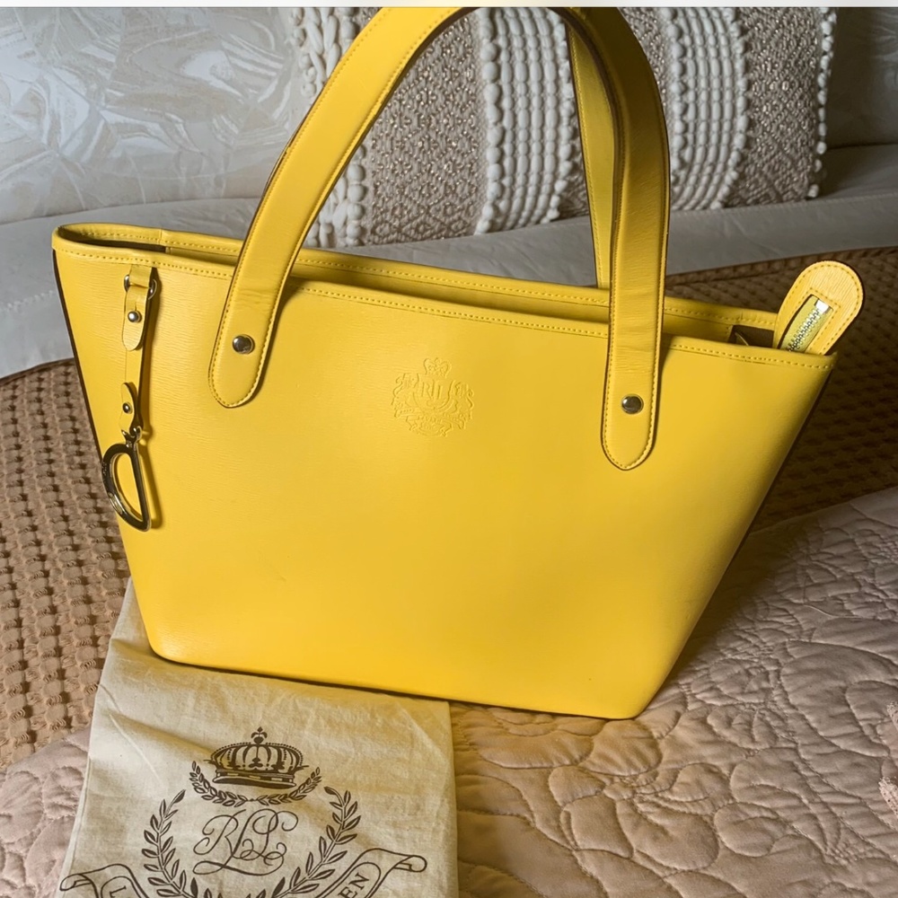 🔥SALE 60% OFF 🔥RALPH LAUREN Leather Tote with silver Hardware